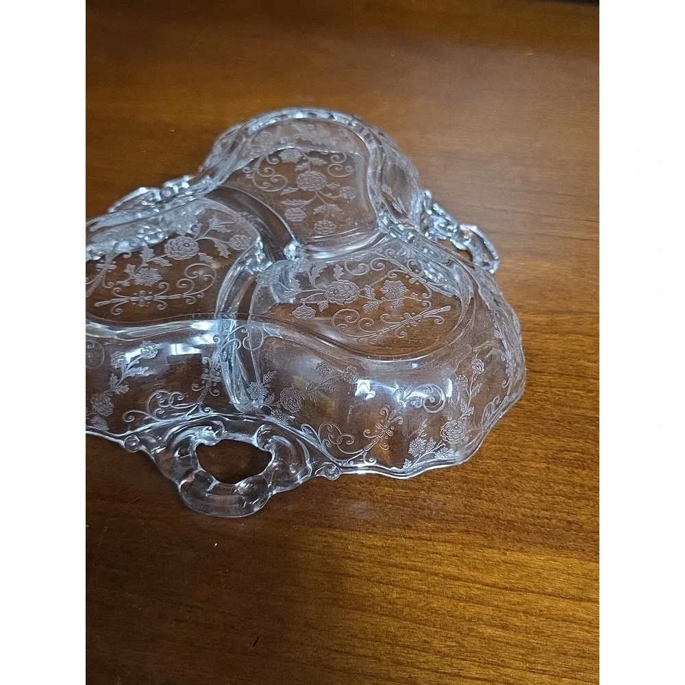 Cambridge Glass Chantily 3 part‎ Relish Dish 1938-1958